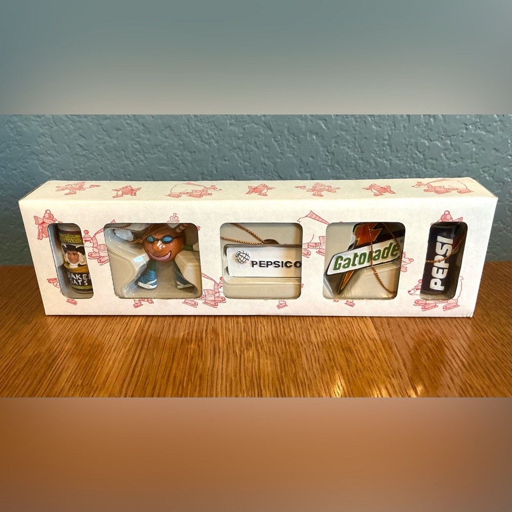 Set of 5 Rare Hand Painted Ornaments: Pepsi Gatorade Quaker Oats Tropicana